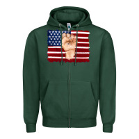 Sports Green american flag with hand Zipper Hoodie - Artiststas