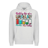 Dove Grey Battery Life Of A lunch Lady Premium Hoodie - BundleAndBundleShop