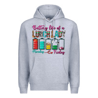 Heather Grey Battery Life Of A lunch Lady Premium Hoodie - BundleAndBundleShop