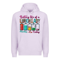 Lilac Battery Life Of A lunch Lady Premium Hoodie - BundleAndBundleShop