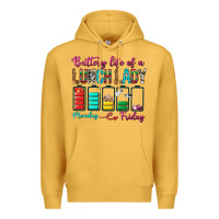 Mustard Battery Life Of A lunch Lady Premium Hoodie - BundleAndBundleShop