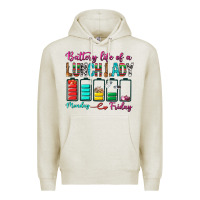 Oatmeal Heather Battery Life Of A lunch Lady Premium Hoodie - BundleAndBundleShop