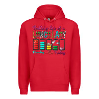 Red Battery Life Of A lunch Lady Premium Hoodie - BundleAndBundleShop