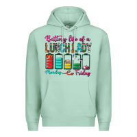 Seafoam Battery Life Of A lunch Lady Premium Hoodie - BundleAndBundleShop