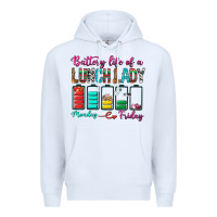 White Battery Life Of A lunch Lady Premium Hoodie - BundleAndBundleShop