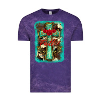 Cloud Purple cross faith background Vintage Tee - BarkalooDesign