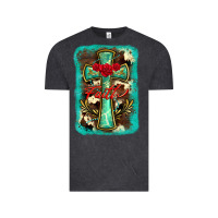 Vintage Black cross faith background Vintage Tee - BarkalooDesign
