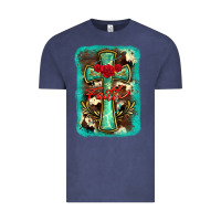 Vintage Denim cross faith background Vintage Tee - BarkalooDesign