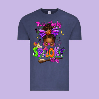 Thick Thighs Spooky Vibes Vintage Tee Designed By Texasbilliewilder