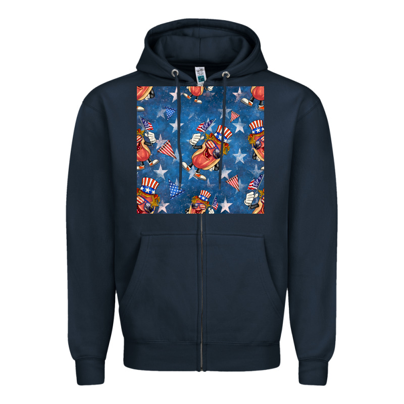 4th Of July Hotdog Seamless Pattern Zipper Hoodie by BundleAndBundleShop | Teevron