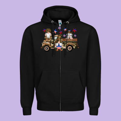 Camouflage Gnomes American Flag Star Truck Zipper Hoodie Designed By Artiststas