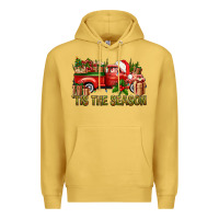 Antique Gold Tis' The Season Christmas Truck Premium Hoodie - BundleAndBundleShop