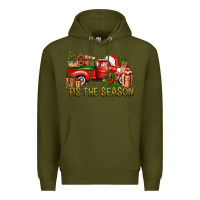 Army Green Tis' The Season Christmas Truck Premium Hoodie - BundleAndBundleShop