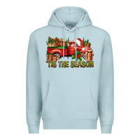 Blue Mist Tis' The Season Christmas Truck Premium Hoodie - BundleAndBundleShop