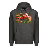 Charcoal Heather Tis' The Season Christmas Truck Premium Hoodie - BundleAndBundleShop