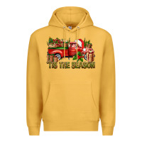 Mustard Tis' The Season Christmas Truck Premium Hoodie - BundleAndBundleShop