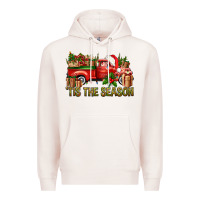 Pale Pink Tis' The Season Christmas Truck Premium Hoodie - BundleAndBundleShop