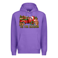 Purple Tis' The Season Christmas Truck Premium Hoodie - BundleAndBundleShop
