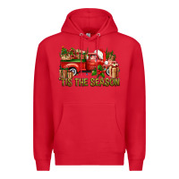 Red Tis' The Season Christmas Truck Premium Hoodie - BundleAndBundleShop