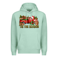 Seafoam Tis' The Season Christmas Truck Premium Hoodie - BundleAndBundleShop