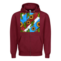 Burgundy western 4th of july seamless pattern Zipper Hoodie - BundleAndBundleShop