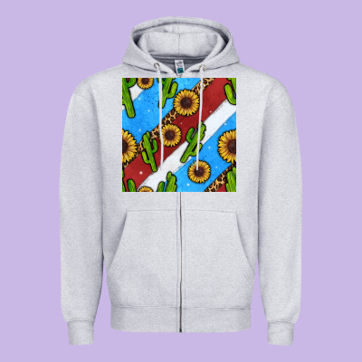 Western 4th Of July Seamless Pattern Zipper Hoodie Designed By Bundleandbundleshop