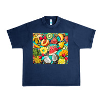 Navy summer fruits Urban Heavy Tee - BarkalooDesign