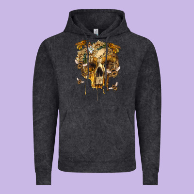 Vintage Hoodie Flower Skeleton Bees