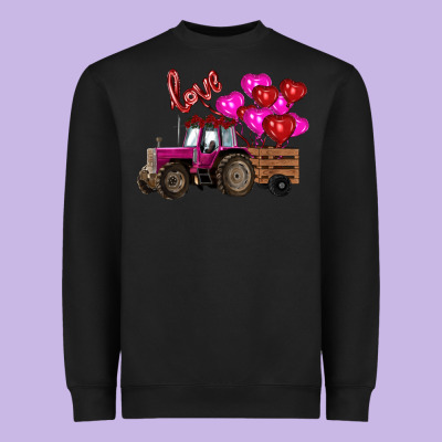 Valentine's Day Pink Tractor With Pin Heart Balloons Heavyweight Sweatshirt Designed By Ranaportraitstore