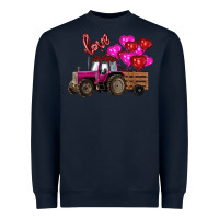 Navy valentine's day pink tractor with pin heart balloons Heavyweight Sweatshirt - RanaPortraitStore