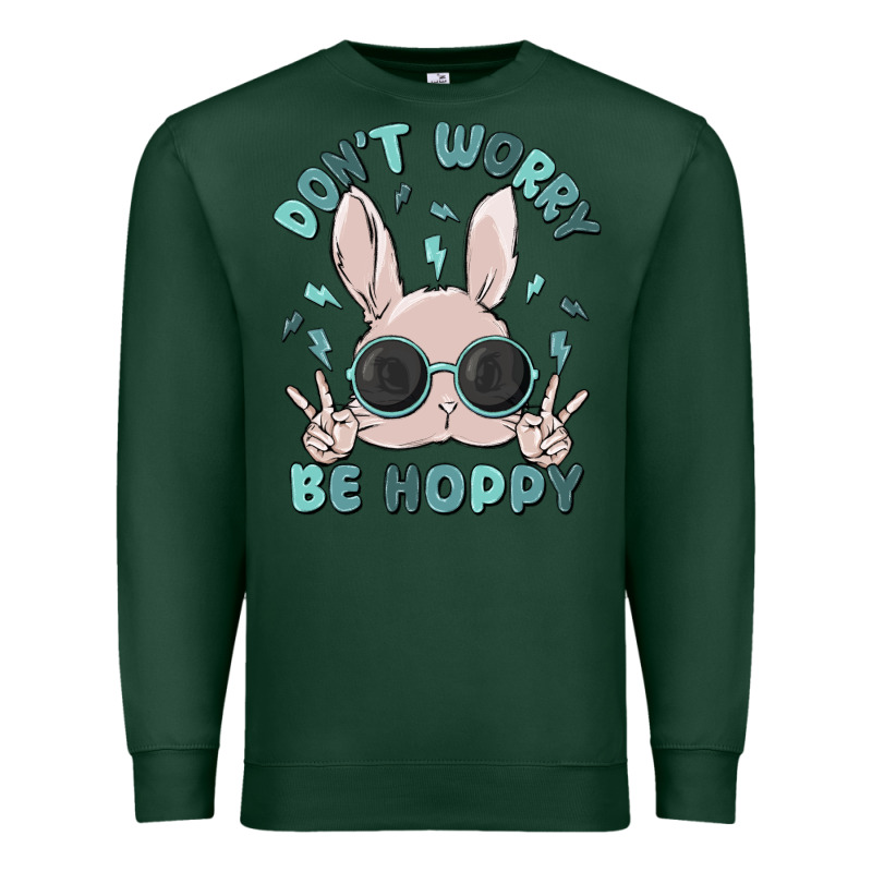 Don't Worry Be Hoppy Premium Sweatshirt by MaliasSmallBusiness | Teevron