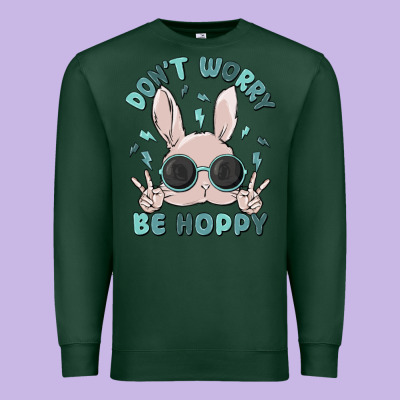 Don't Worry Be Hoppy Premium Sweatshirt Designed By Maliassmallbusiness