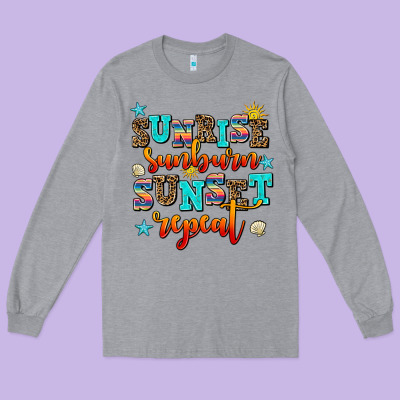 Sunrise Sunburn Sunset Repeat Long Sleeve Tee Designed By Adodesignshop