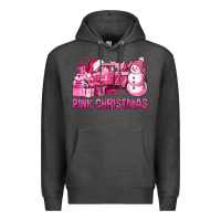 Charcoal Heather Pink Christmas Truck Premium Hoodie - BundleAndBundleShop