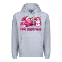 Heather Grey Pink Christmas Truck Premium Hoodie - BundleAndBundleShop