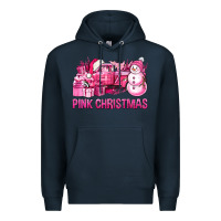 Navy Pink Christmas Truck Premium Hoodie - BundleAndBundleShop