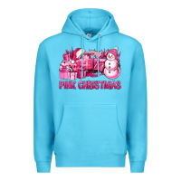 Ocean Blue Pink Christmas Truck Premium Hoodie - BundleAndBundleShop