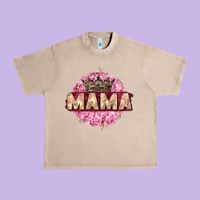 Mama With Round Leopard Urban Heavy Tee Designed By Zillion Design Studio