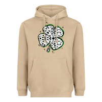 Four Leaf Clover Dalmatian Print Grunge Heavyweight Hoodie | Teevron