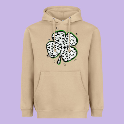 Four Leaf Clover Dalmatian Print Grunge Heavyweight Hoodie Designed By Maliassmallbusiness
