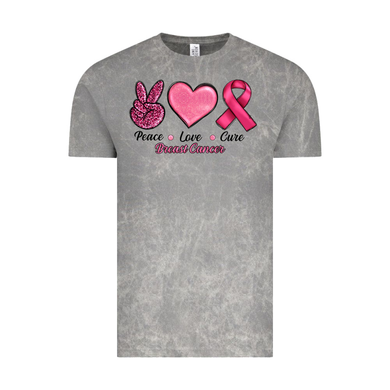 Breast Cancer Peace Love Cure Vintage Tee by RanaPortraitStore | Teevron