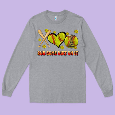 Rub Some Dirt On It Softball Long Sleeve Tee Designed By Jahusdesignshop
