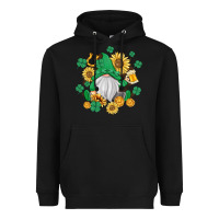 Black st patrick's day shamrock sunflowers gnome Heavyweight Hoodie - MaliasSmallBusiness
