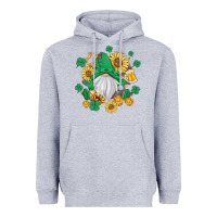 Heather Grey st patrick's day shamrock sunflowers gnome Heavyweight Hoodie - MaliasSmallBusiness