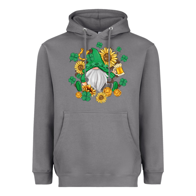 St Patrick's Day Shamrock Sunflowers Gnome Heavyweight Hoodie by MaliasSmallBusiness | Teevron
