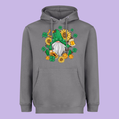 St Patrick's Day Shamrock Sunflowers Gnome Heavyweight Hoodie Designed By Maliassmallbusiness