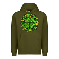 Army Green St. Patricks Sunflower With Clover Premium Hoodie - BundleAndBundleShop