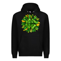 Black St. Patricks Sunflower With Clover Premium Hoodie - BundleAndBundleShop
