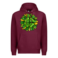Burgundy St. Patricks Sunflower With Clover Premium Hoodie - BundleAndBundleShop