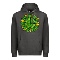 Charcoal Heather St. Patricks Sunflower With Clover Premium Hoodie - BundleAndBundleShop
